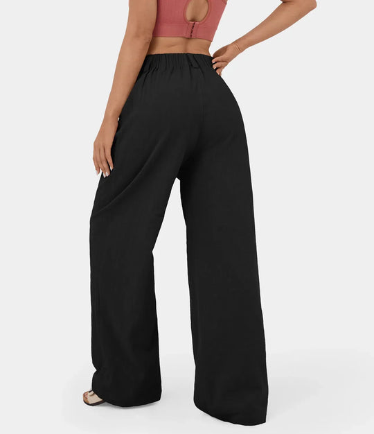 Flowy Solid Palazzo Pants With Side Pockets