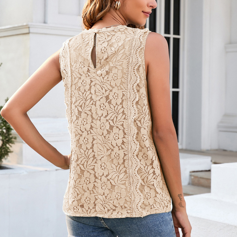 Sleeve Less Knitted Laced Blouse