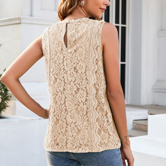 Sleeve Less Knitted Laced Blouse