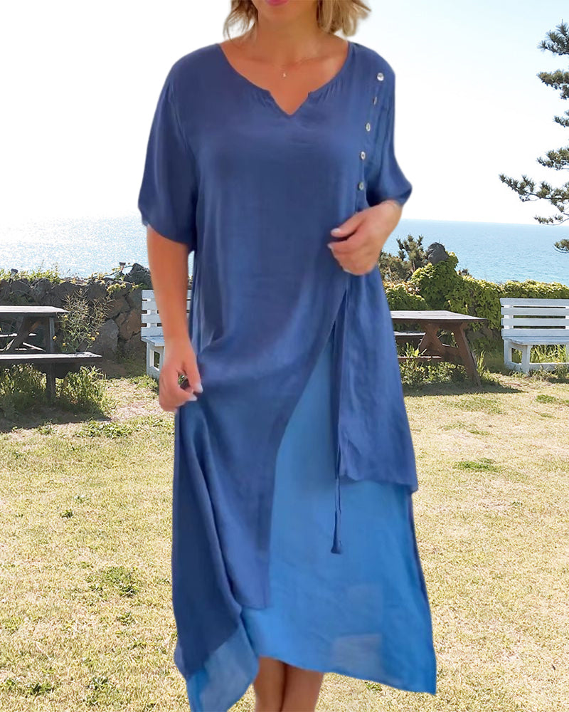 Velissa™ Asymmetrical Short-Sleeve Dress