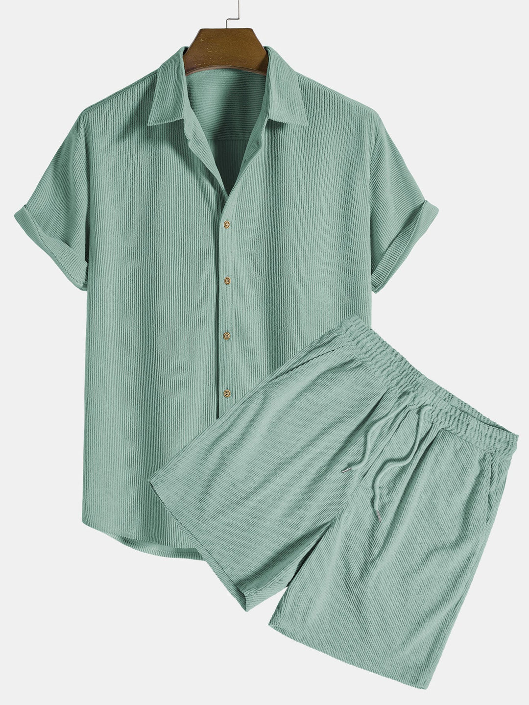 Short Sleeve Corduroy Button Up Shirt & Shorts