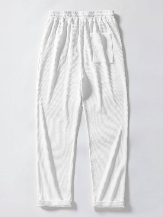 Two Tone Muscle Fit Ribbed Stand Collar Shirt & Straight Leg Ribbed Pants