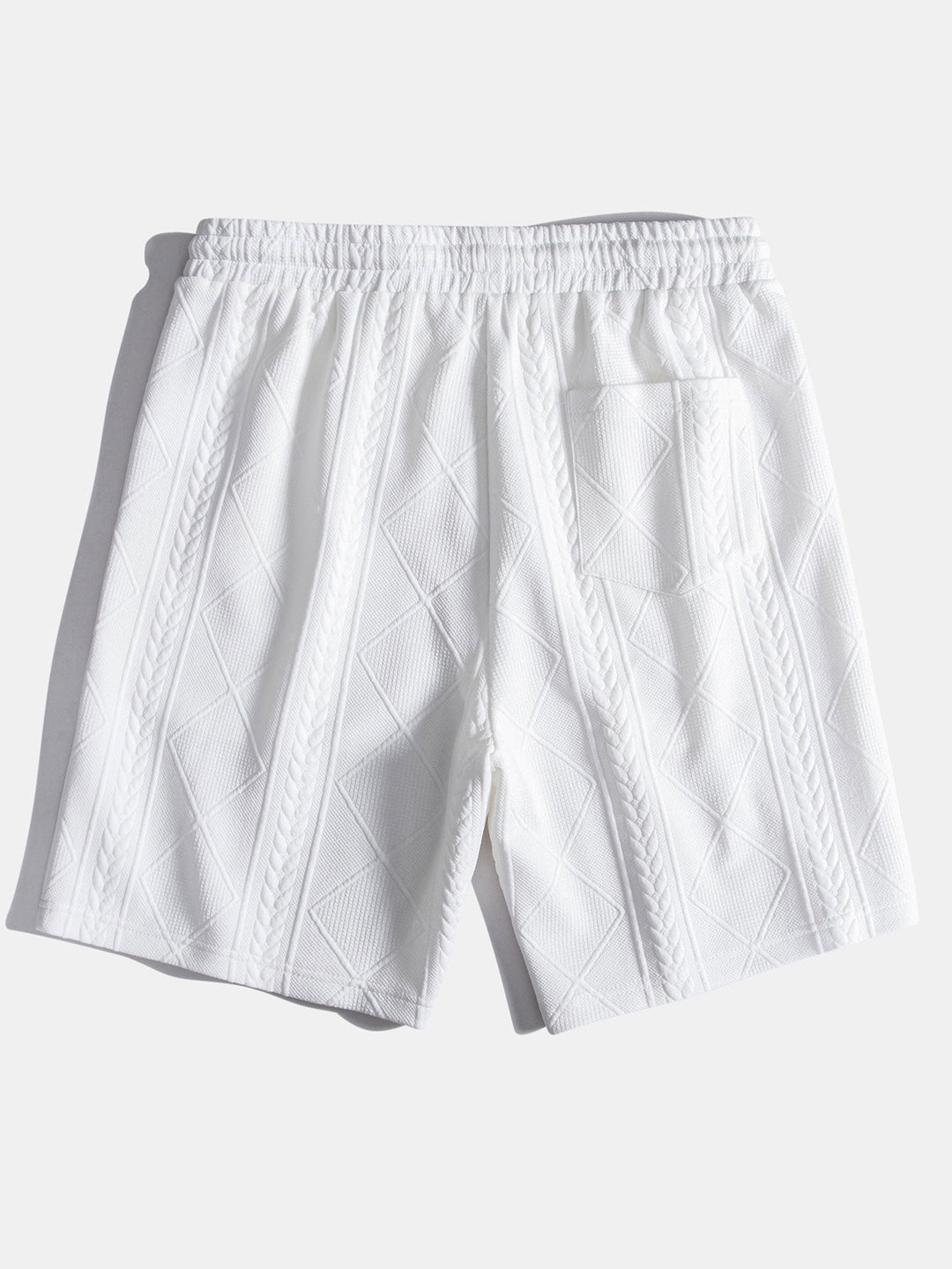 Short sleeve geometric jacquard bow hemT-Shirt& Shorts