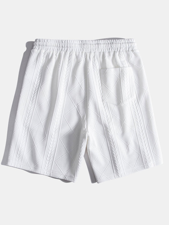 Short sleeve geometric jacquard bow hemT-Shirt& Shorts