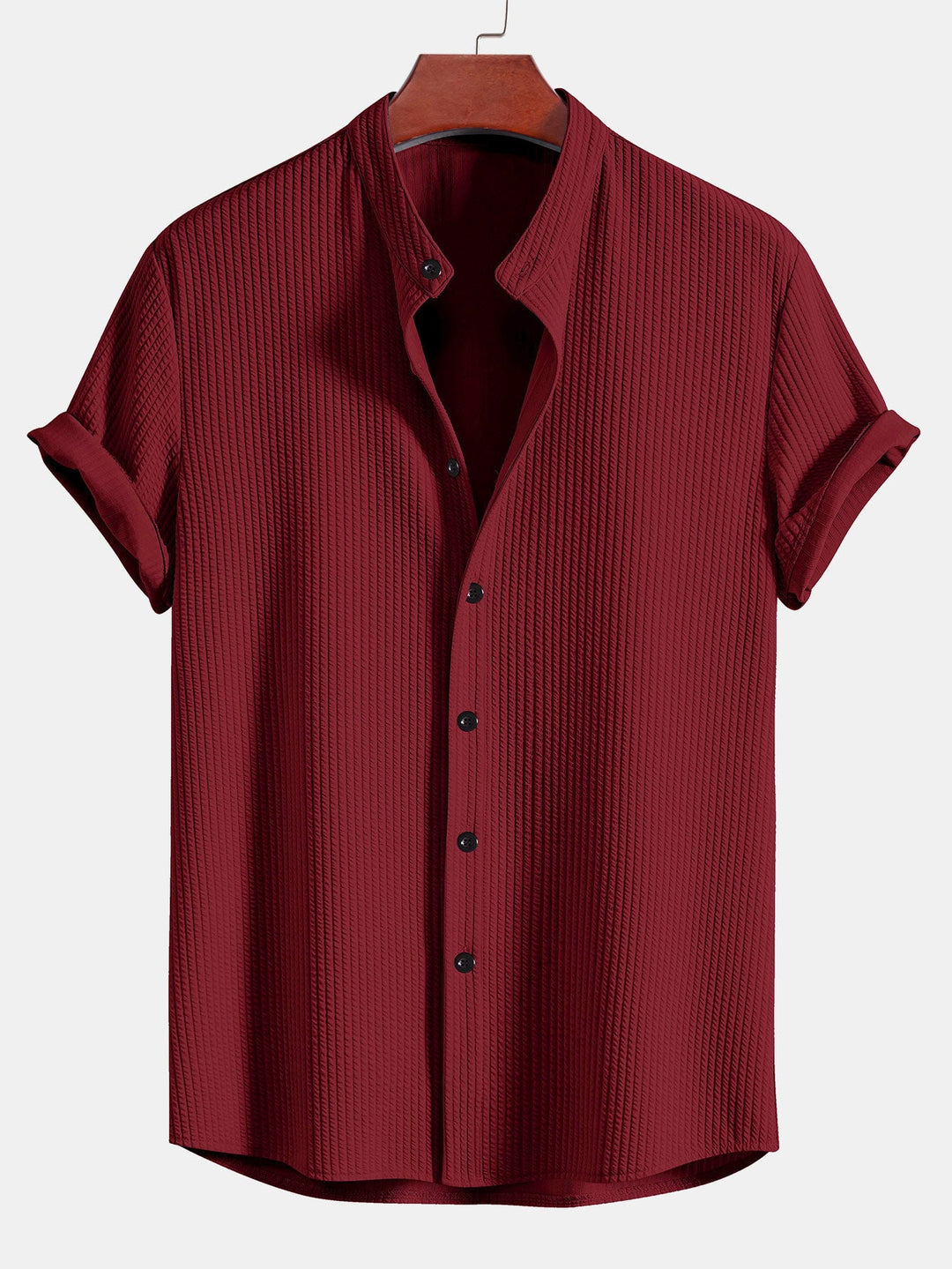Muscle Fit ribbed Light brown collar shirt