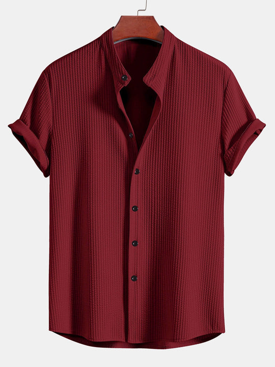 Muscle Fit ribbed Light brown collar shirt