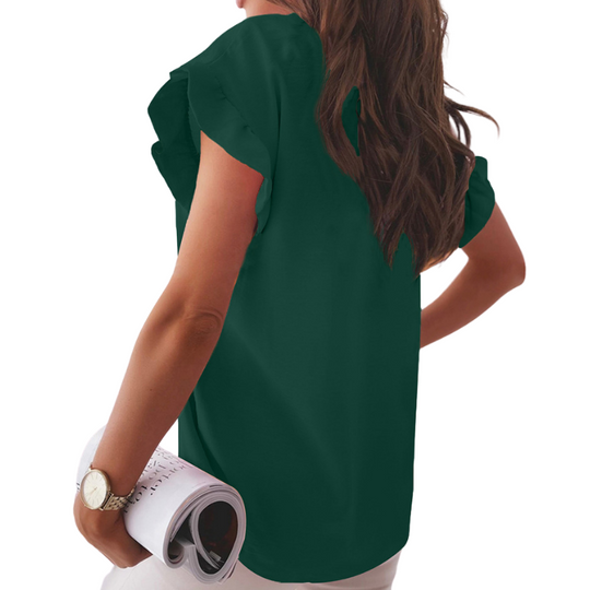 Ruffled Short Sleeve Semi Formal Shirt
