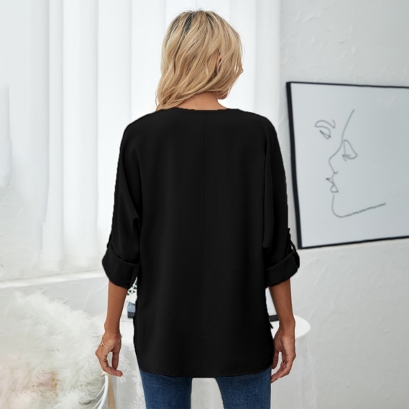 Long Sleeves V Neck Semi Formal Shirt