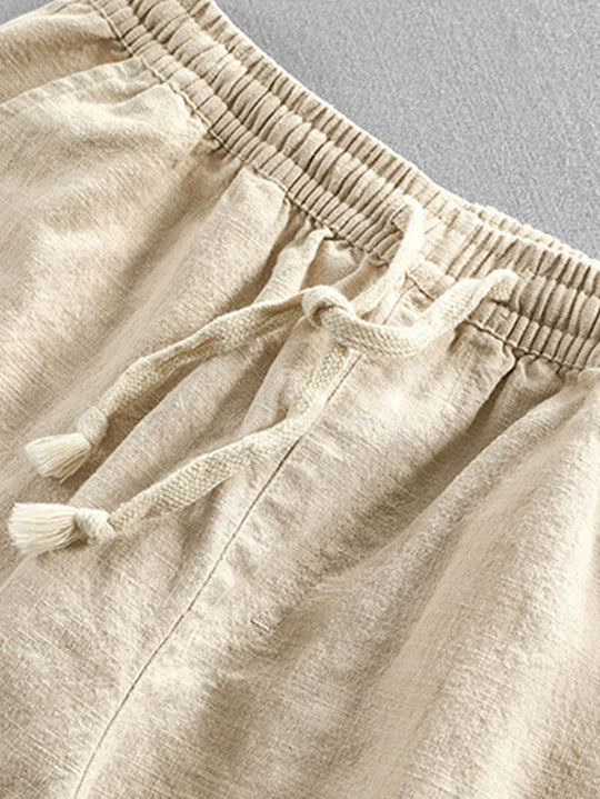 Geometric Jacquard Cuban shirt and linen cotton blend cropped pants