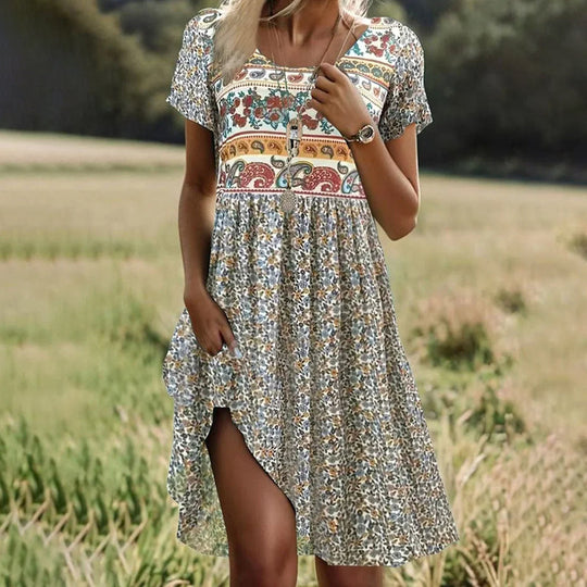 Naïa™ Vintage Dress With Ethnic Print