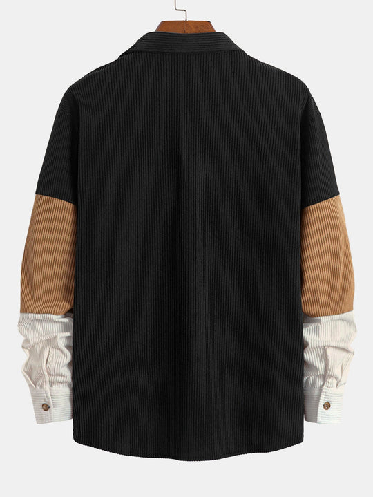 Laurent™ - Ethnic patchwork corduroy shirt