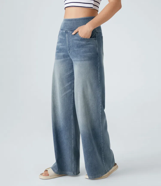 Ella™ High-Waist Stretch Wide-Leg Jeans