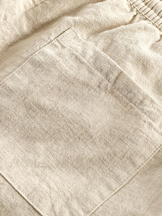 Geometric Jacquard Cuban shirt and linen cotton blend cropped pants