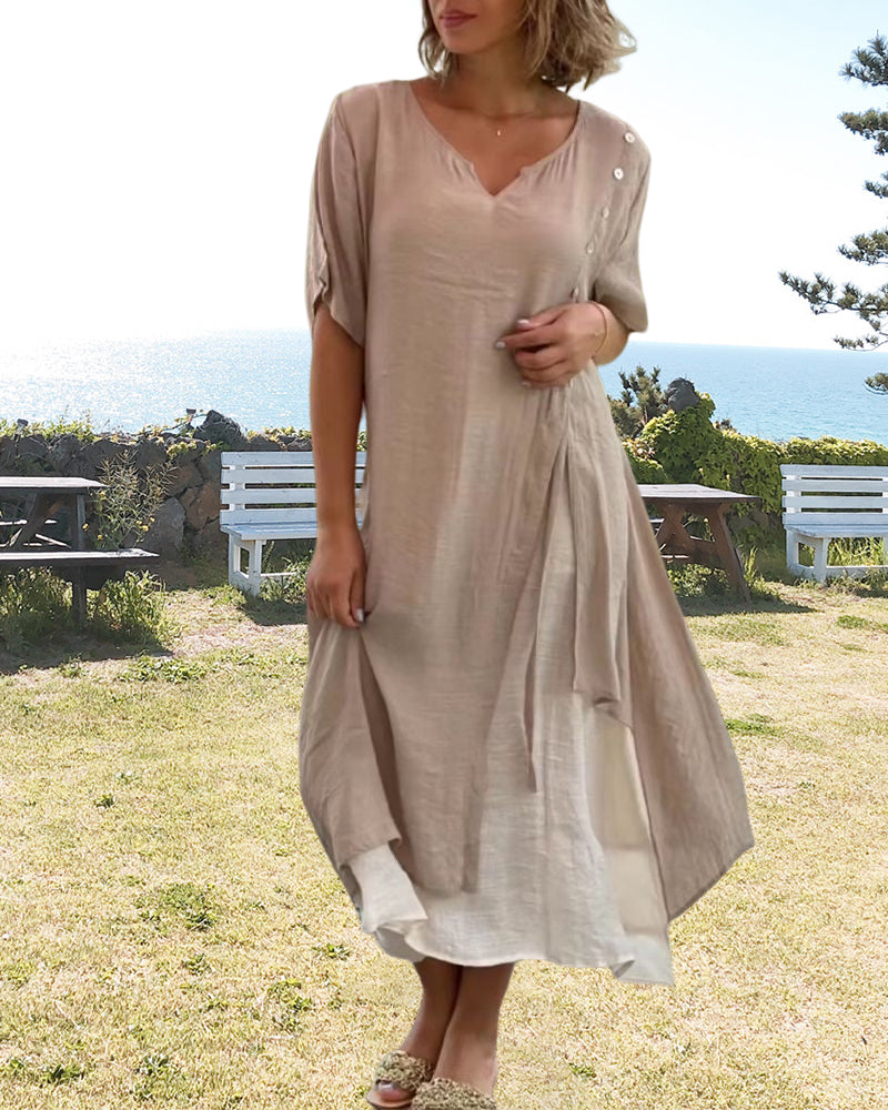 Velissa™ Asymmetrical Short-Sleeve Dress
