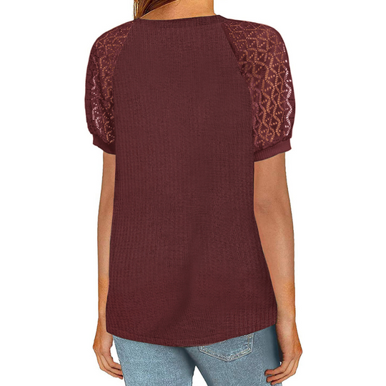 Laced Short Sleeves Blouse
