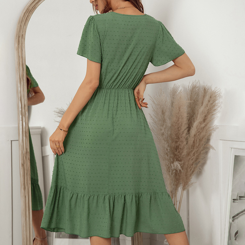 Ruffled Laced Hem Dot Maxi Dress
