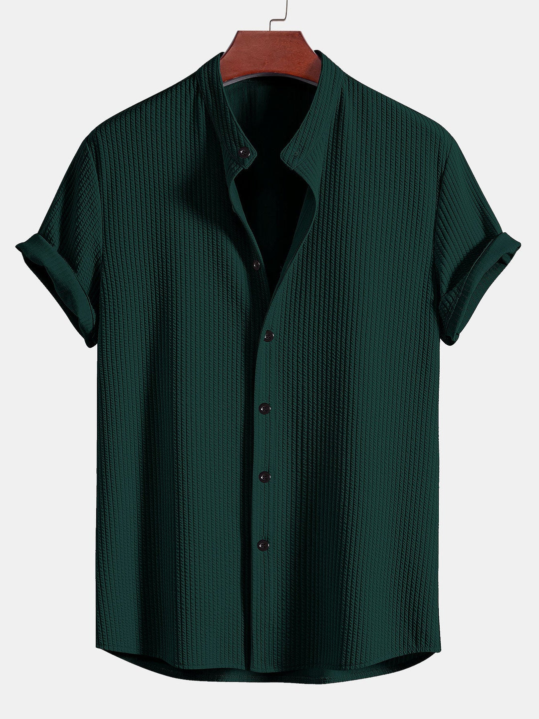 Muscle Fit ribbed Light brown collar shirt