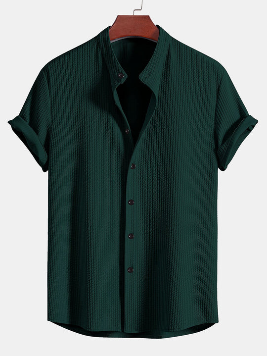 Muscle Fit ribbed Light brown collar shirt