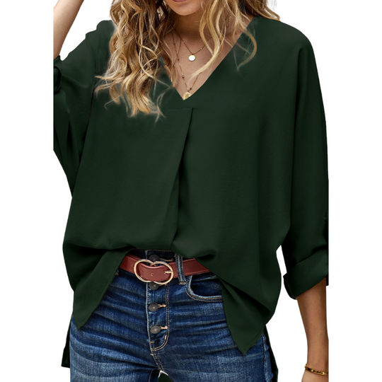 Long Sleeves V Neck Semi Formal Shirt