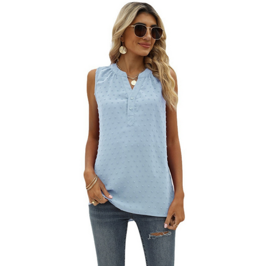 V Neck sleeveless Textured Blouse