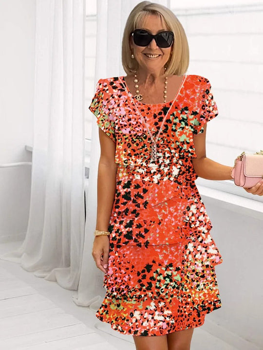 Leona™ Layered dress with leopard print