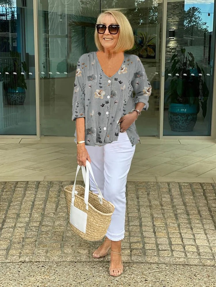 Valentina™ Cotton and linen floral top