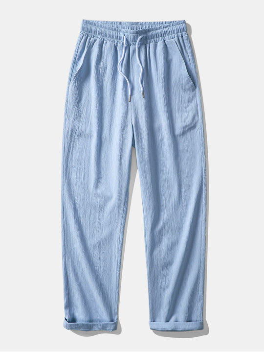 Wrinkle texture red Straight leg pants