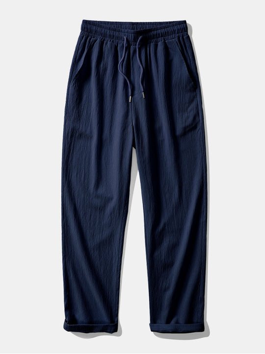Wrinkle texture red Straight leg pants