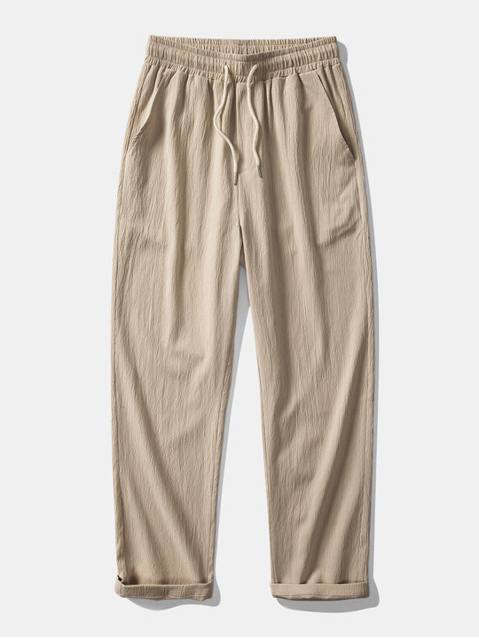 Wrinkle texture red Straight leg pants