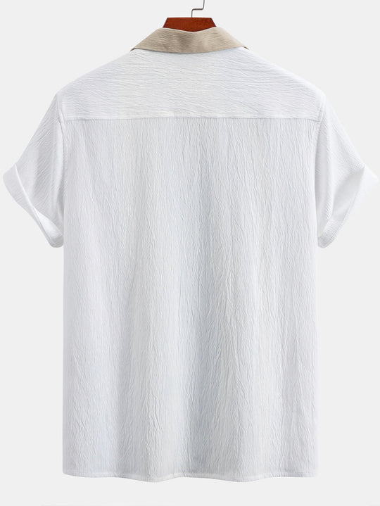 Text Red Contrasting Cuban Shirt