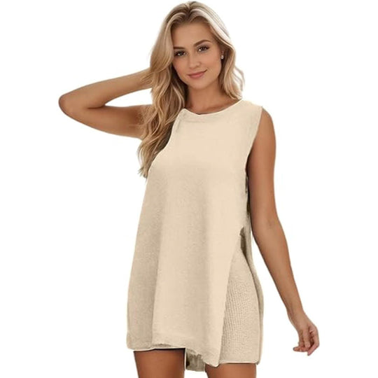 Sleeveless Knit Pullover And Lounge Set