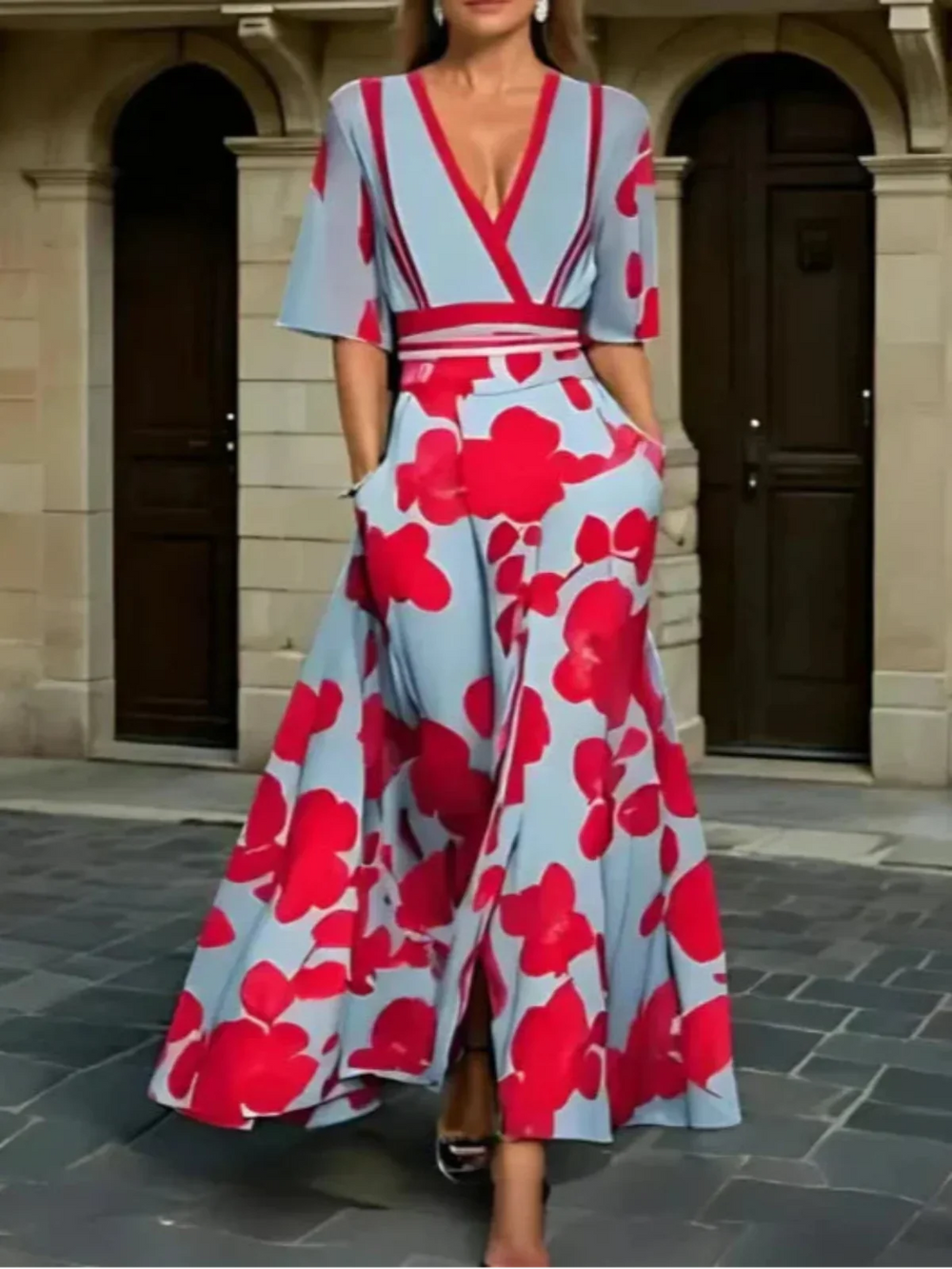 Elise™ Elegant Floral Wrap Dress