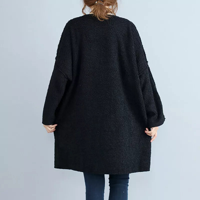 Long Sleeve Corduroy Dress With Flared Design