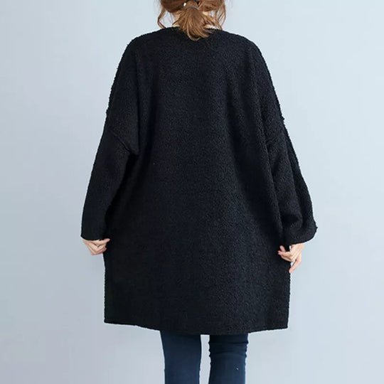 Long Sleeve Corduroy Dress With Flared Design
