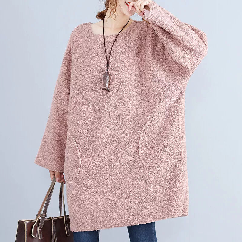 Long Sleeve Corduroy Dress With Flared Design