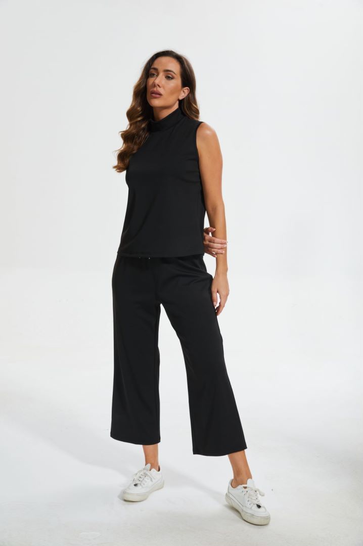 Cropped Wide Leg Pant Set
