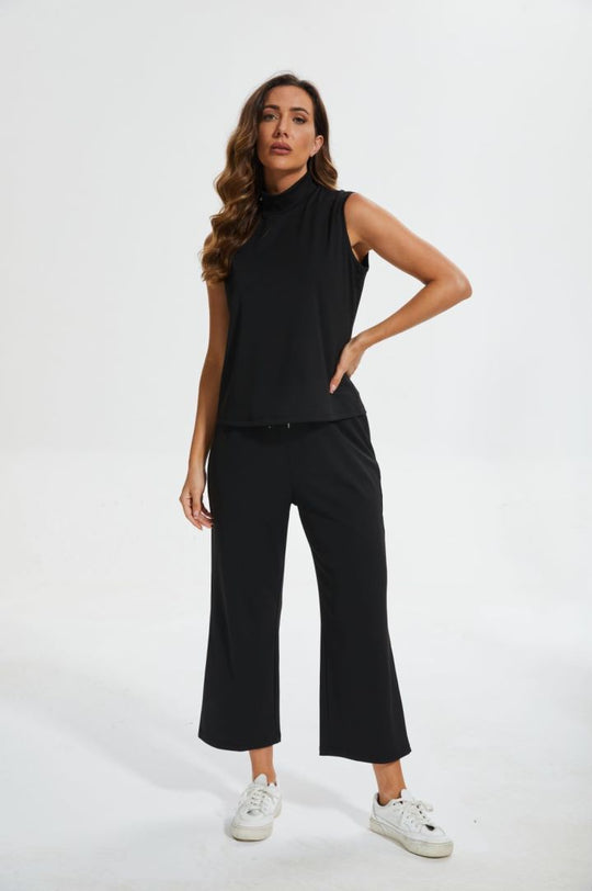 Cropped Wide Leg Pant Set