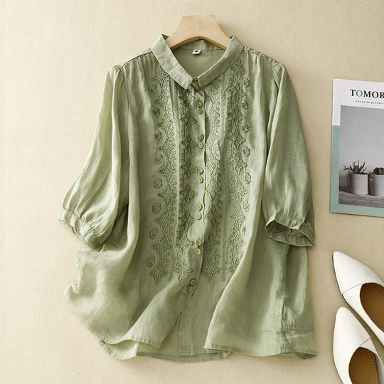 Laurienne™ | Embroidered Buttoned Blouse