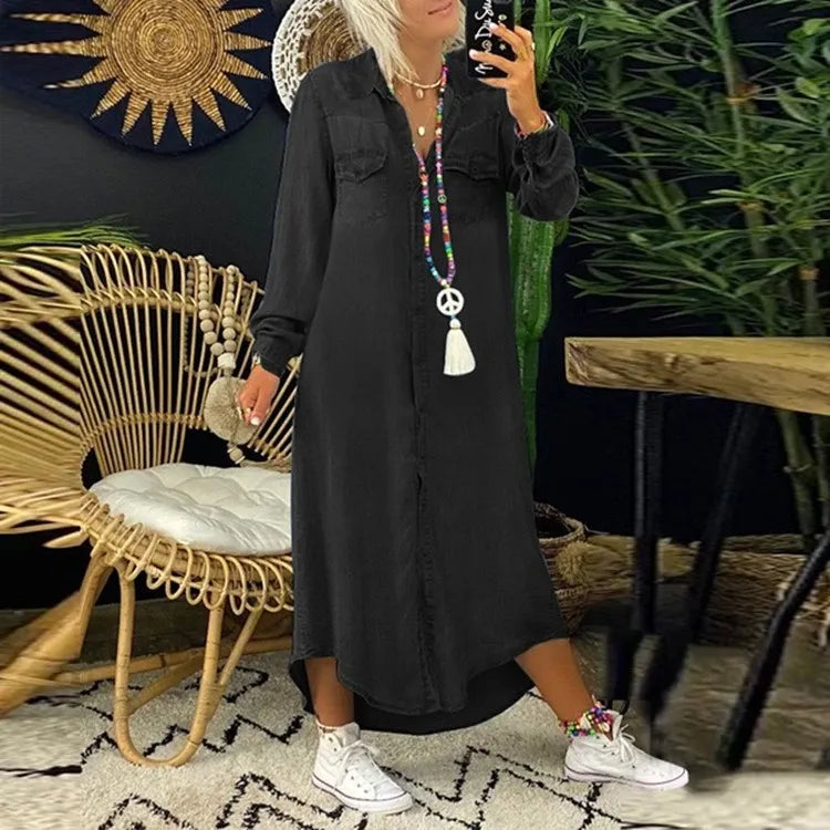 Vena™ Oversized Boho Denim Dress