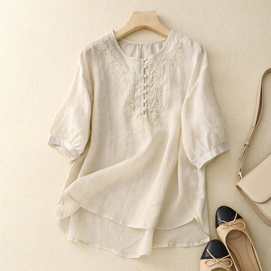 Laurienne™ | Embroidered Buttoned Tunic