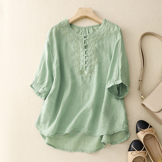 Laurienne™ | Embroidered Buttoned Tunic