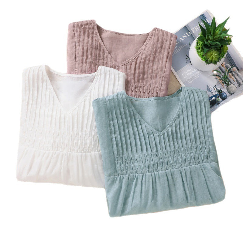 Laurienne™ | Pleated V-Neck Blouse