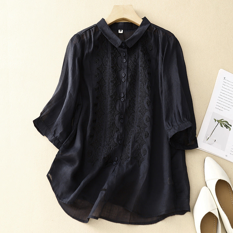 Laurienne™ | Embroidered Buttoned Blouse