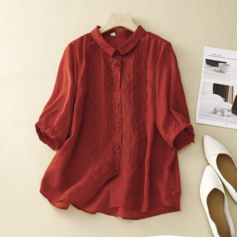 Laurienne™ | Embroidered Buttoned Blouse
