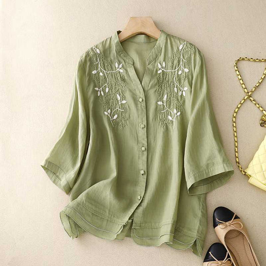 Laurienne™ | Embroidered Buttoned Blouse