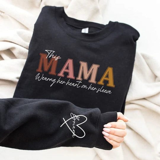 Personalized Wear Mama Sweatshirt With Kid Names On Sleeves For Mothers Day