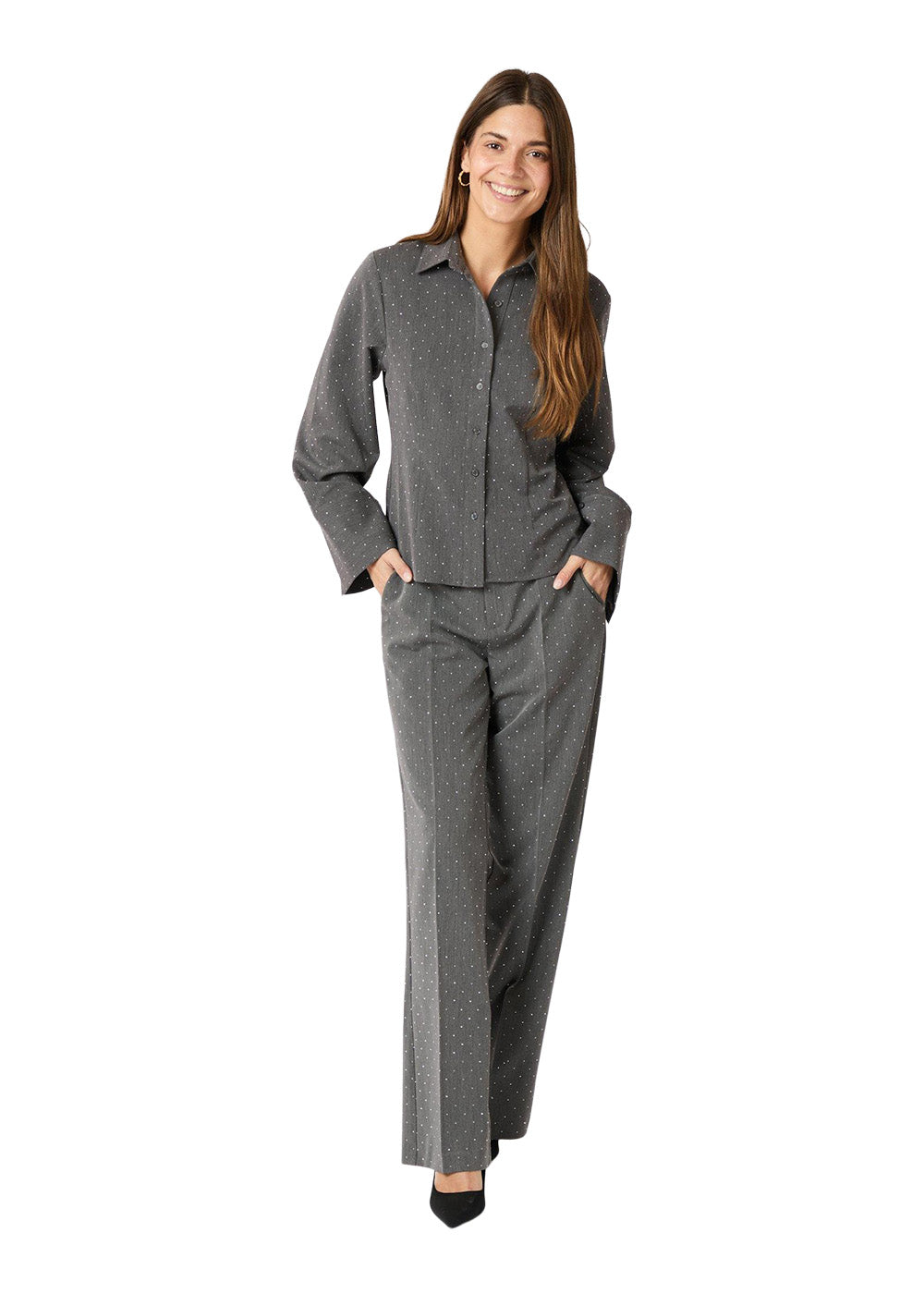 Rosa Bedazzled Shirt - Grey