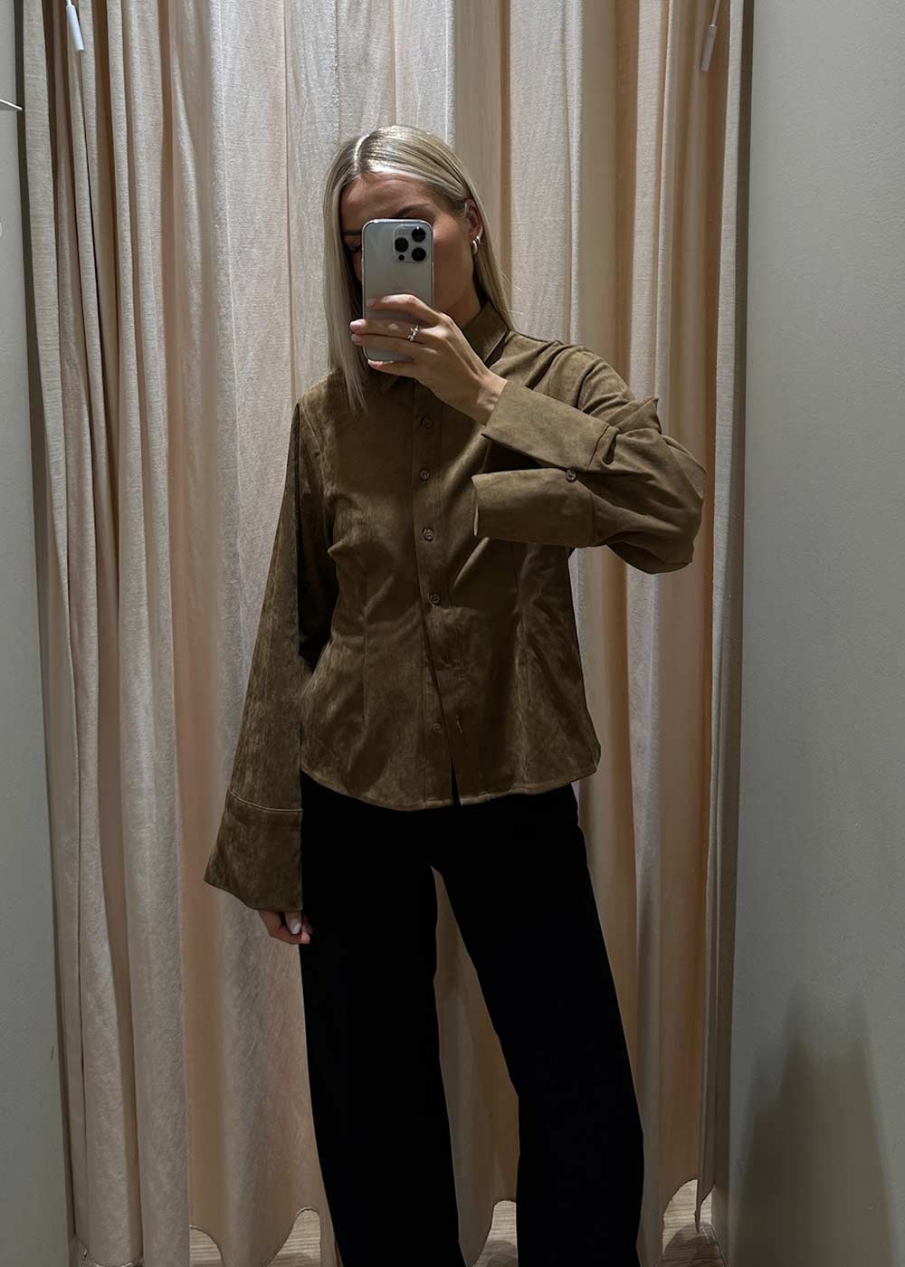 Rosa Faux Suede Shirt - Cognac
