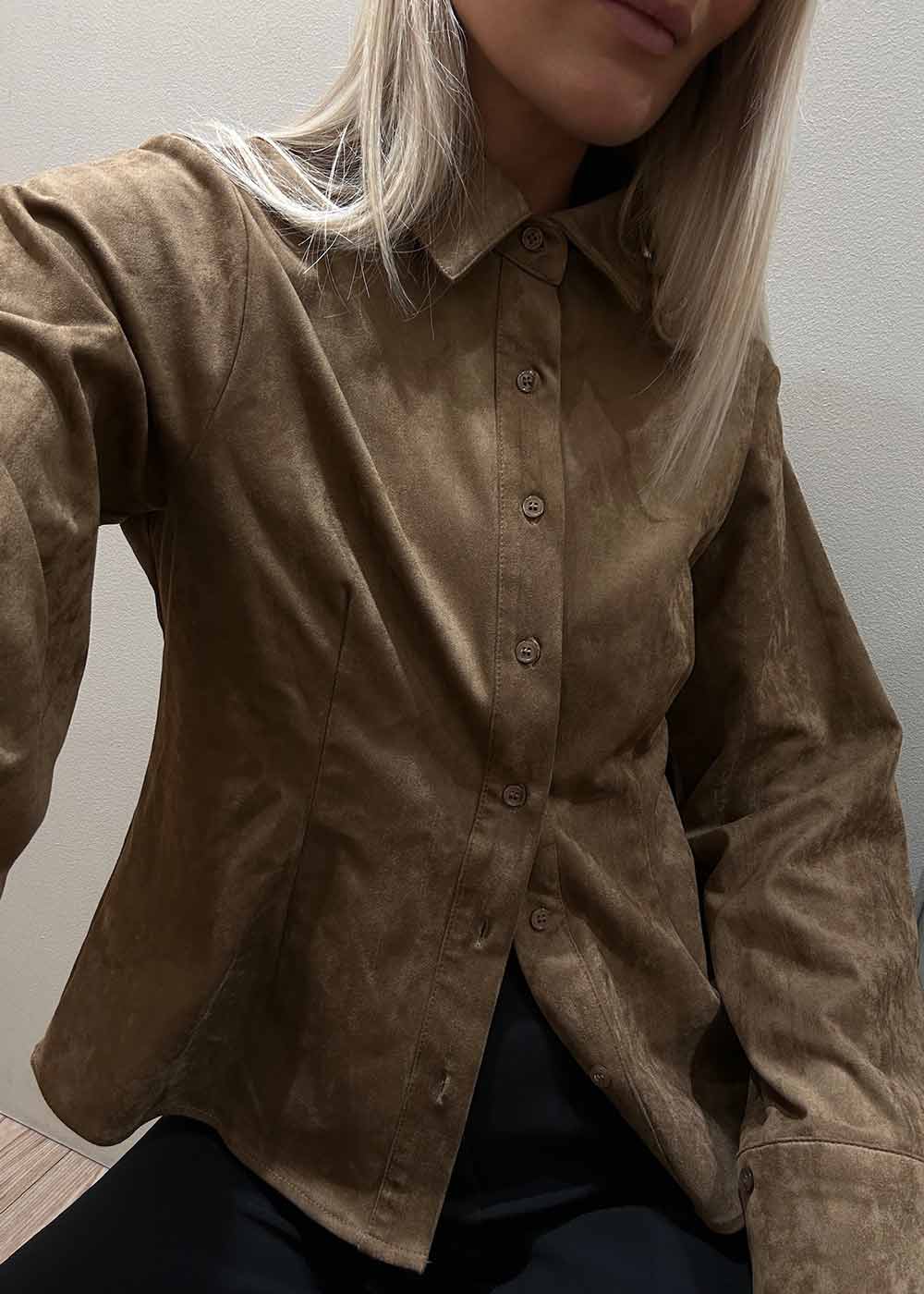 Rosa Faux Suede Shirt - Cognac