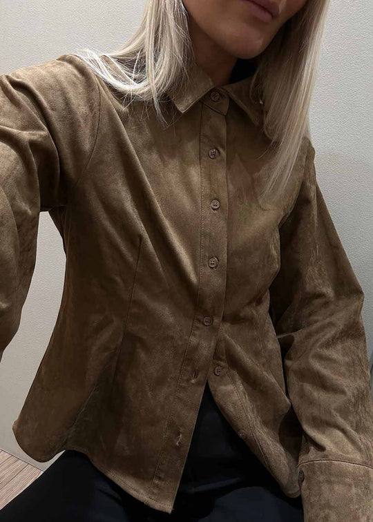 Rosa Faux Suede Shirt - Cognac